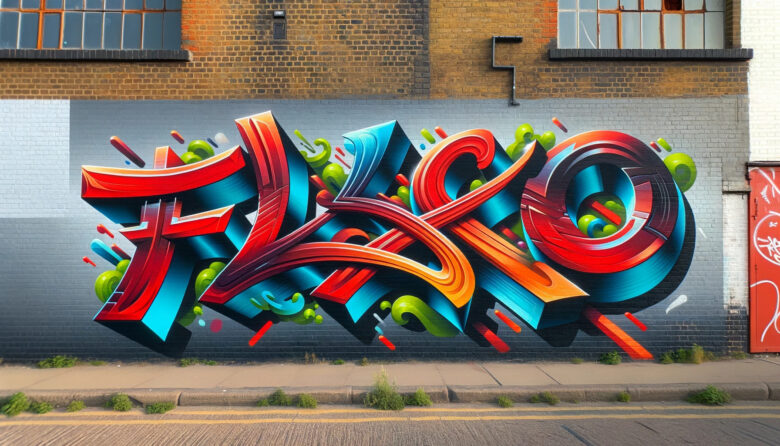 FlexCo-Graffiti an Hauswand. © Dall-E