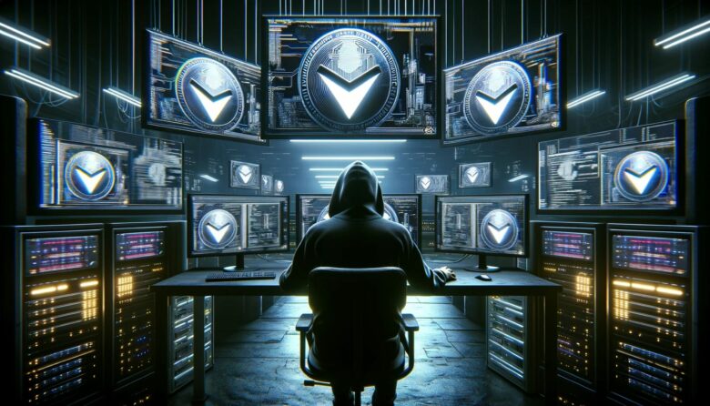 Cyber-Krimineller, der mit Krypto-Assets arbeitet. © Dall-E