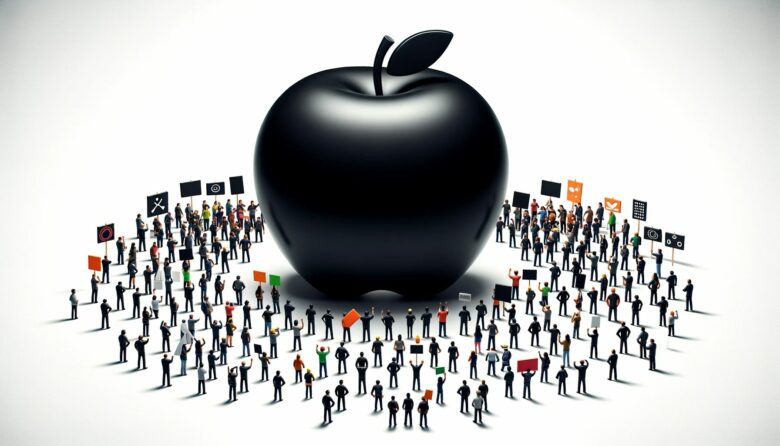 Protest gegen Apple. © Trending Topics / Dall-E