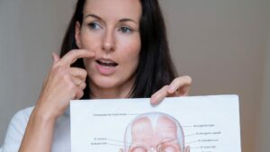 Die 38-jährige Claudia Granig aus Rum (Tirol) ist Face Yoga-Instruktorin und zeigt ihrer Community online, wie das funktioniert. © TT, Rita Falk