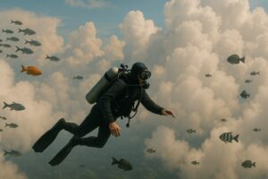 Taucher in den Wolken, generiert mit GPT-4o. © Trending Topics via ChatGPT