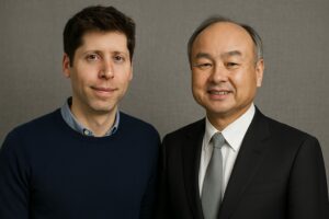 OpenAI CEO Sam Altman und Softbank CEO Masayoshi Son, KI-generiert. © ChatGPT