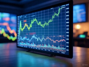 Steigende Kurse auf Display. © Trending Topics via Grok
