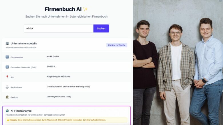 Jakob Stadlhuber, Kevin Händel und Hannes Wolfmayr von Winkk. © Winkk GmbH