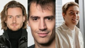 Eric Demuth (Bitpanda), Arthur Mensch (Mistral) und Mati Staniszewski (ElevenLabs). © Bitpanda/Mistral AI/ElevenLabs