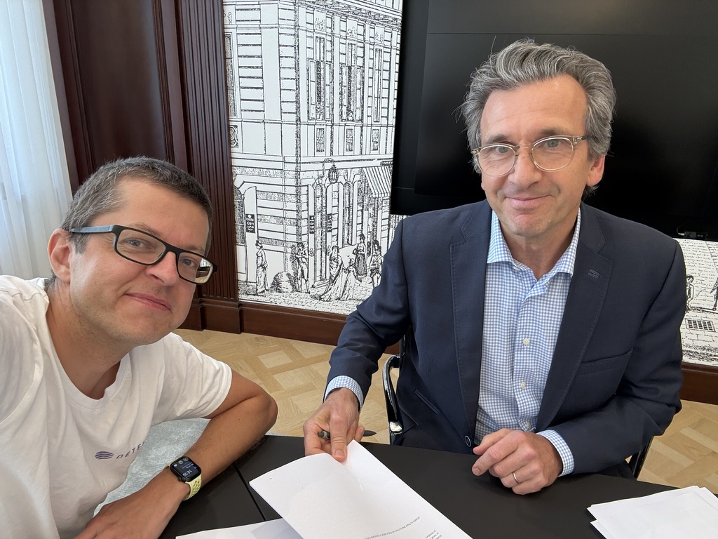 Clemens Wasner von enliteAI und Sean Fernback, CEO von Cyclomedia. © C. Wasner