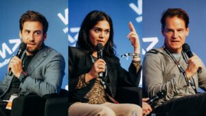 Romain Mombert (Eurazeo), Shikha Ahluwalia (Balderton) & Christian Nagel (Earlybird). © WeAreDevelopers