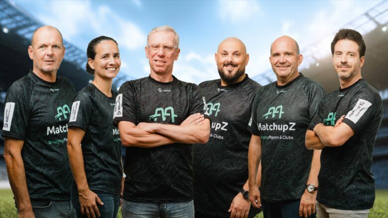 v.l.n.r.: Die MatchupZ-Founder Martin Scherb, Irene Fuhrmann, Peter Stöger, Aleksandar Brankovic, Ralf Muhr, Martin Kügler © MatchupZ Soccer Service FlexCo