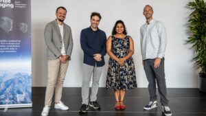 Das Marble-Gründungsteam v.l.n.r.: Robert Hook, Dr. Raul Scarlat, Dr. Gopika Suresh, Alexander Epp. © Marble Imaging