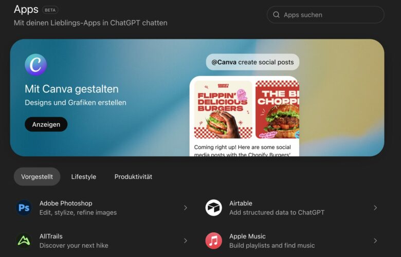 App Store bei ChatGPT. © OpenAI