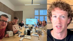 Das Team von EnliteAI / Mark Zuckerberg. © EnliteAI / Meta Platforms