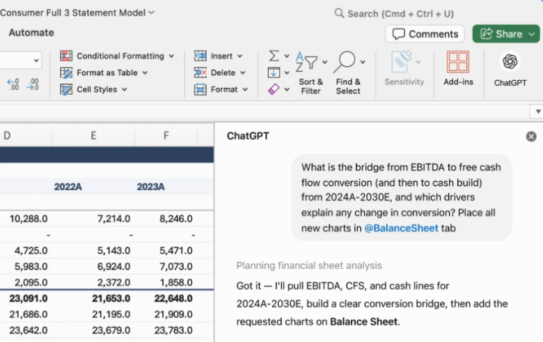 ChatGPT for Excel. © OpenAI