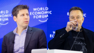 Sam Altman (OpenAI) & Elon Musk (xAI, SpaceX). © World Economic Forum / Benedikt von Loebell