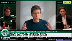 Sam Altman in the TBPN Show. © Screenshot
