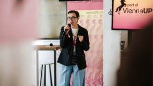 Gabriele Tatzberger bei der ViennaUP. © Wirtschaftsagentur Wien / Philipp Lipiarski
