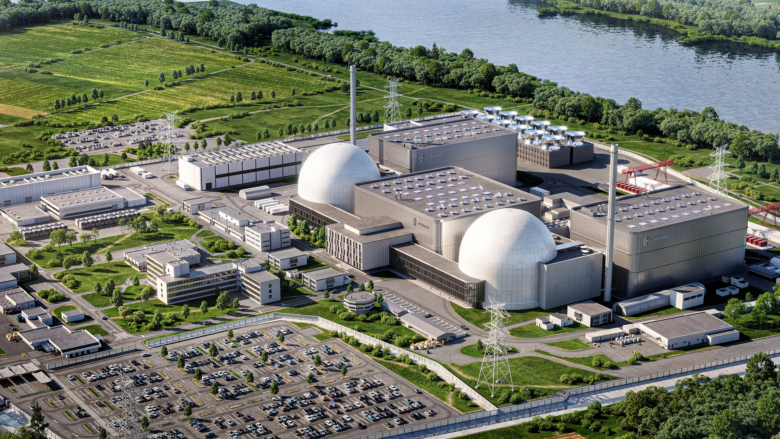 Rendering des weltweit ersten Laserfusionskraftwerks von Focused Energy in Biblis bei RWE © Focused Energy